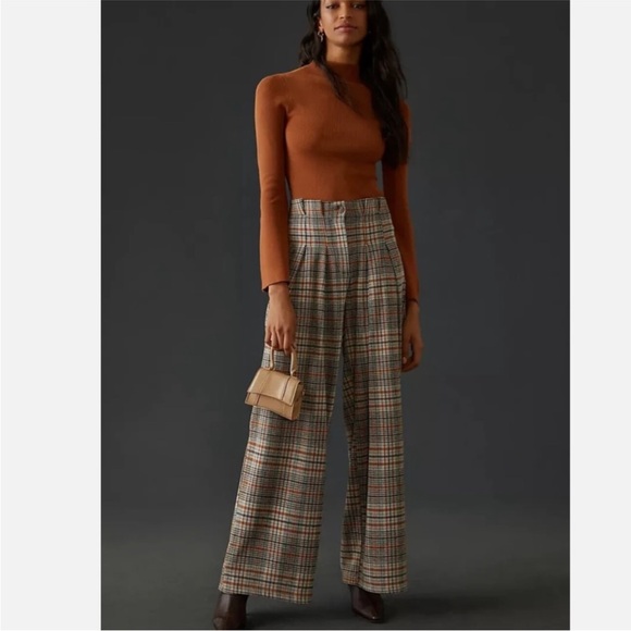 NWT Anthropologie Maeve Plaid Wide Leg Pants - Picture 2 of 13